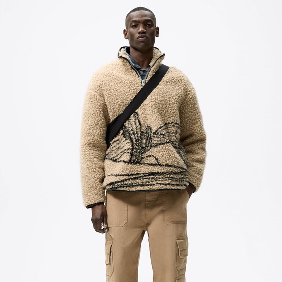 Zara Other - Zara men's FLEECE PULLOVER JACKET size L – XL